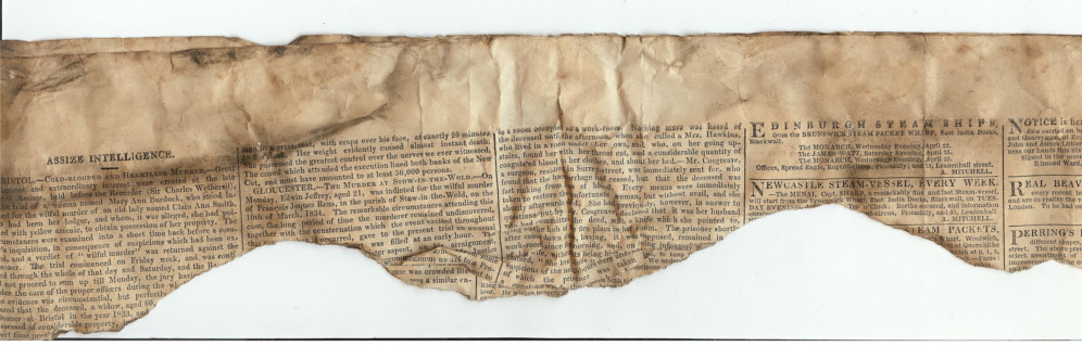We found this 1835 newspaper while restoring our Lincoln guesthouse
