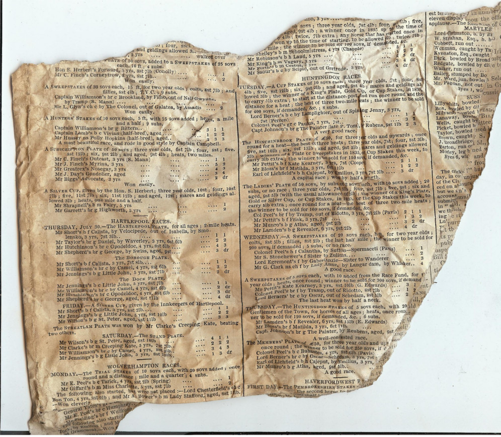 1835 newspaper found while restoring our Lincoln guesthouse